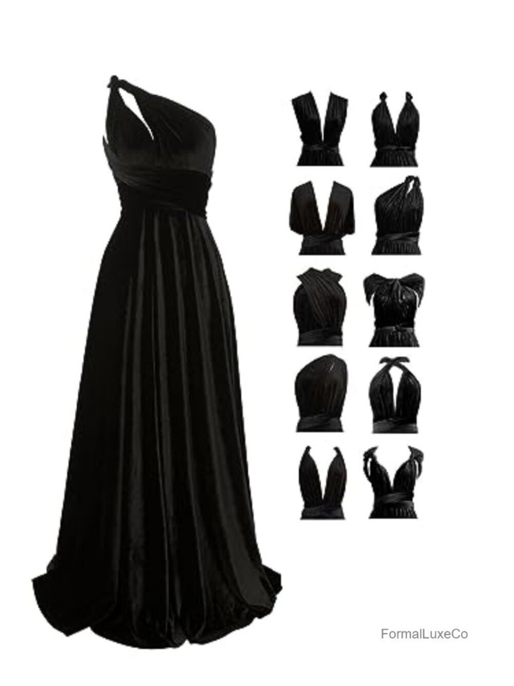Velvet Multi-Way Wrap Infinity Maxi Dress for Bridesmaids Formal